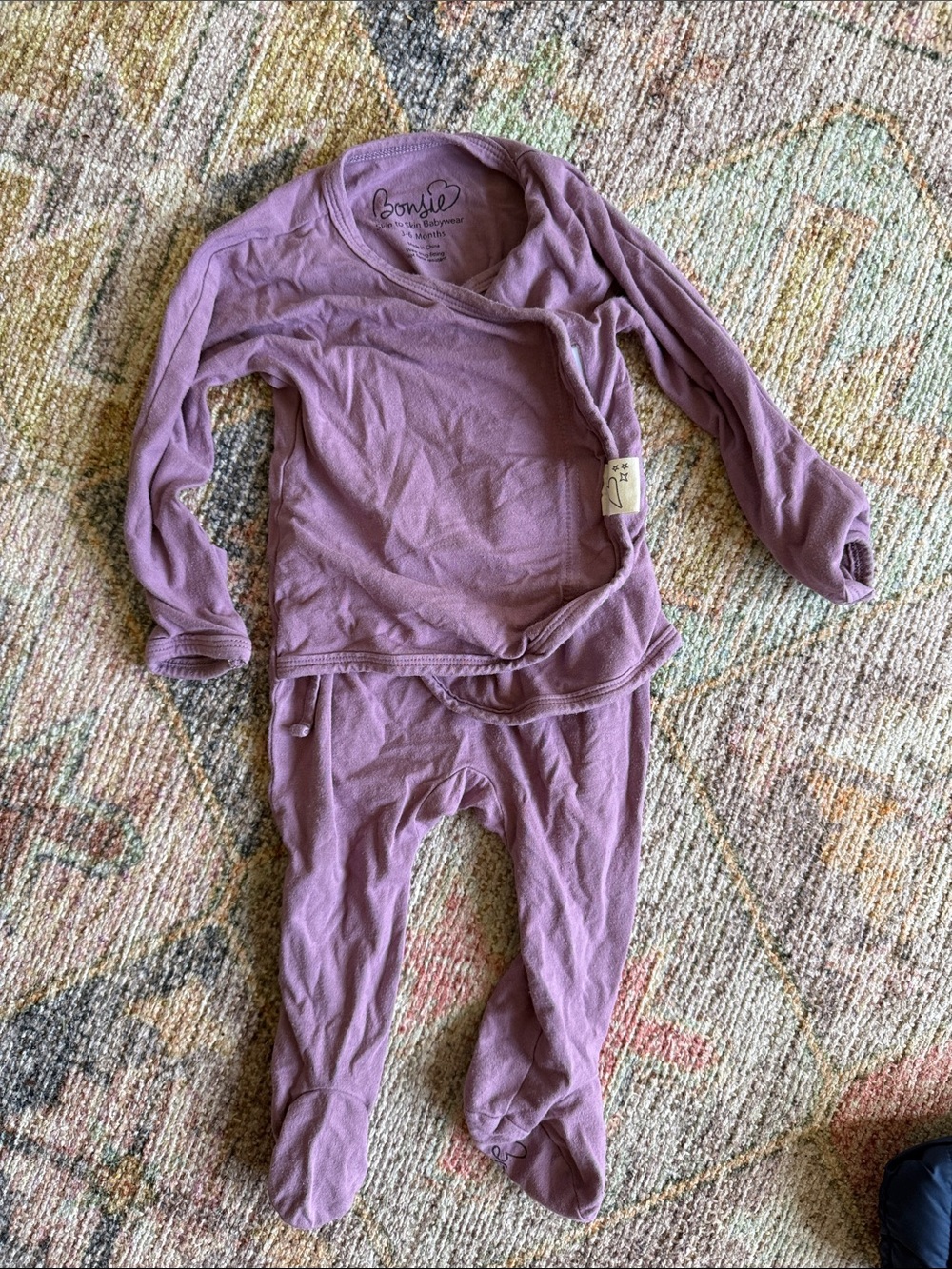 Bonsie Mauve Long-Sleeve Footed One-Piece for Kids